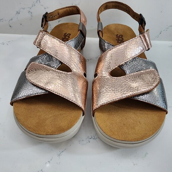 NWOT SAS Huggy Metallic Hook and Loop Adjustable Comfort Sandal Size 10 - Picture 3 of 9